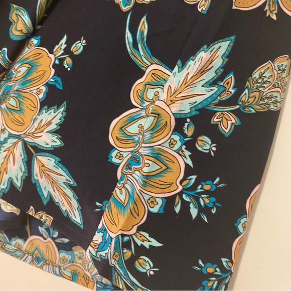 NWT J Crew Small Navy Blue Floral Ruffleneck Sleeveless Blouse - Picture 8 of 10